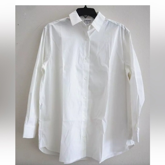 Athleta Tops - Athleta 882549-01 Women's Size LARGE White Oversized Button-Up Poplin Top Blouse
